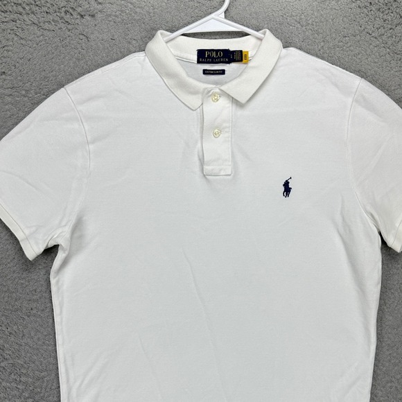 Polo Ralph Lauren Shirt Polo Mens Large White Custom Slim Fit Pony Logo Rugby